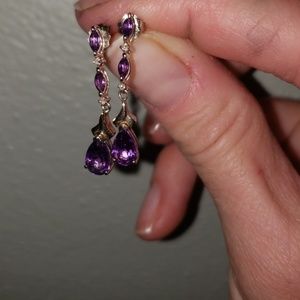 Dangly amethyst earrings. Perfect gift for Feb bir
